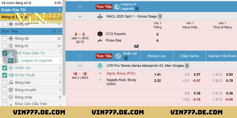 Sảnh T-Sports đa dạng môn cược phục vụ nhiều đối tượng người chơi