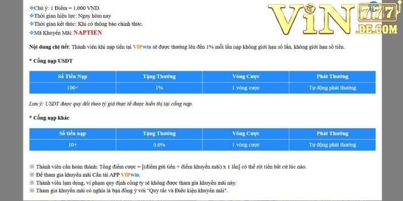 Khuyến mãi nạp tiền thưởng nạp lên tới 1% mỗi lần nạp 3 Khuyến mãi nạp tiền thưởng nạp lên tới 1% mỗi lần nạp